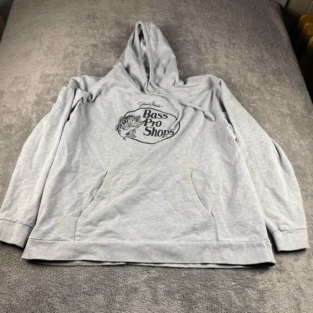 Bass Pro Shops Pullover Mens 2XL Gray Hoodie Cotton